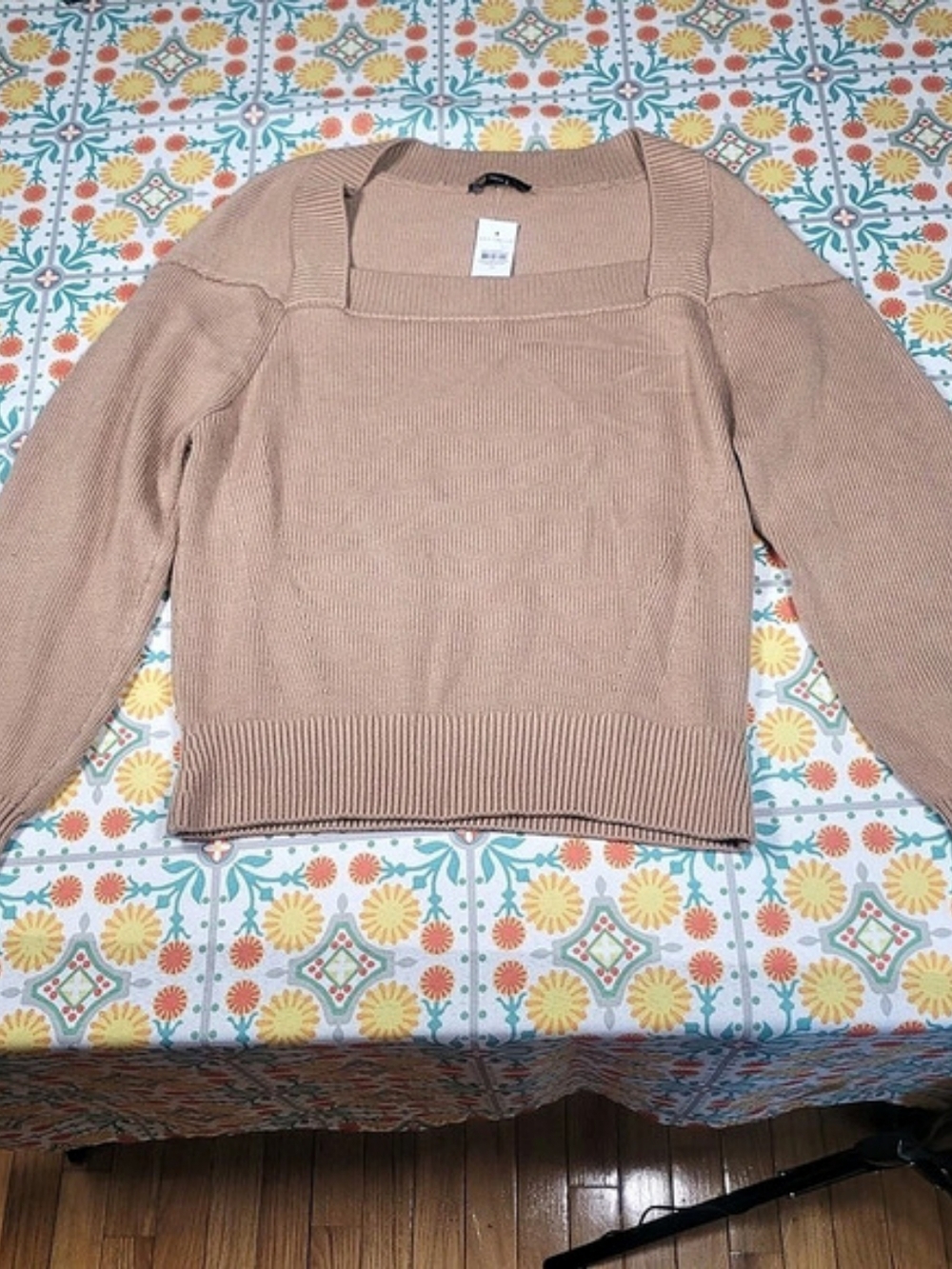 Ann Taylor Knit Square Neck Sweater in Brown Size Medium NWT Cozy Minimalist